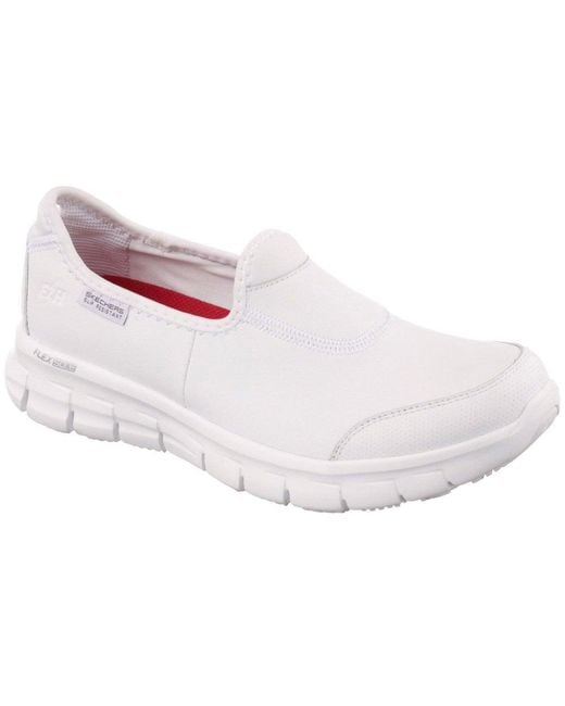 Skechers White Sure Track Slip On Sports Shoes