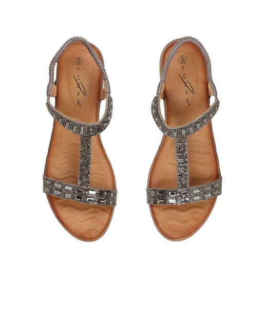 Lunar (GRS) Metallic Macie Wedge Heel Sandals