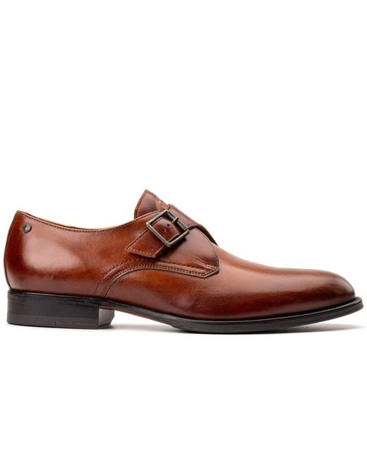 Base London Brown Faraday Single Monk Shoes for men