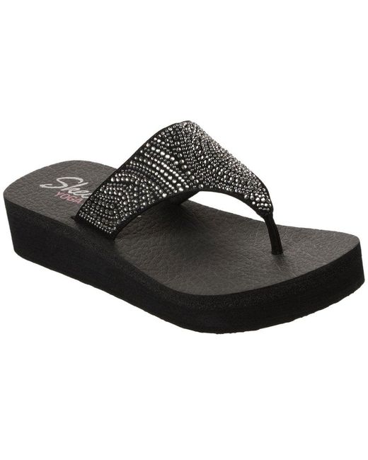 Skechers Synthetic Vinyasa Stone Candy Womens Toe Post Sandals in Black -  Lyst