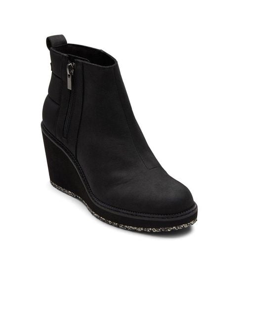 TOMS Black Raven Ankle Wedge Boots