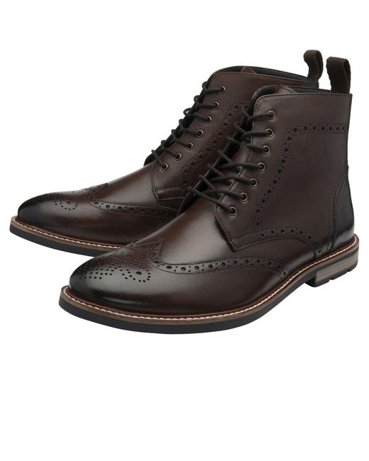 Frank Wright Brown Corby Brogue Boots for men