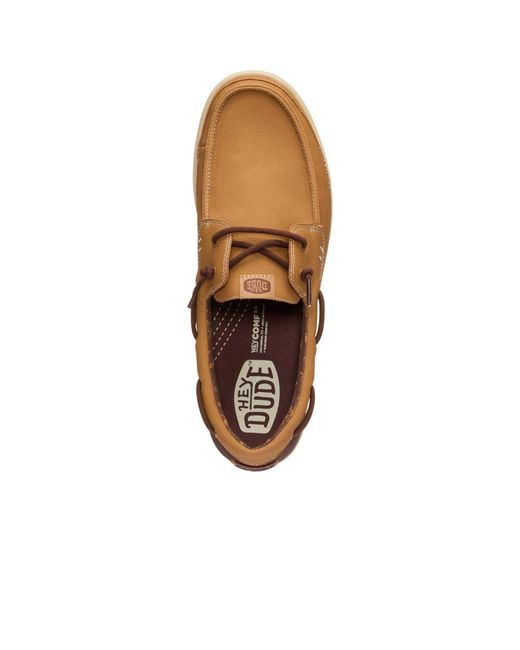 HeyDude Brown Harbour Low Boat Shoes for men