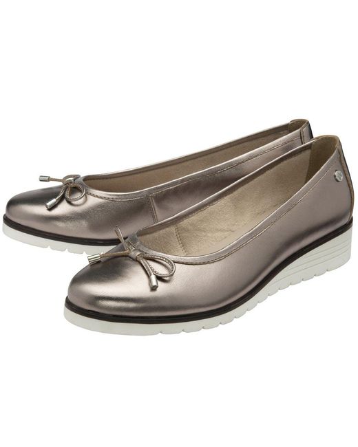 Lotus Gray Fernanda Low Wedge Ballerina Pumps