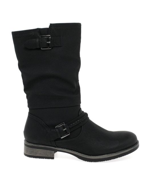 Rieker Black Estella Calf Length Slouch Boots
