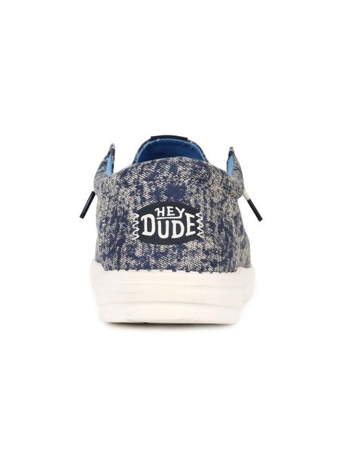HeyDude Blue Wally Surf Wash Canvas Shoes for men