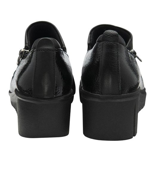 Lotus Black Altan Low Wedge Shoes