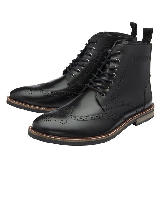 Frank Wright Black Corby Brogue Boots for men