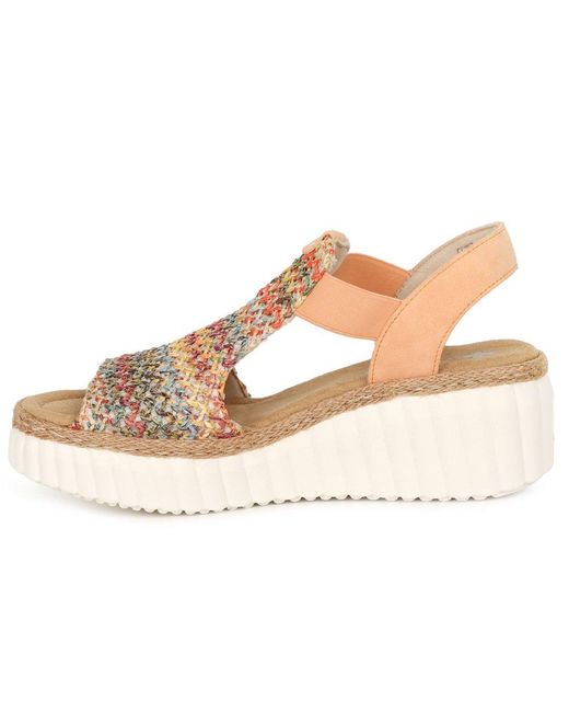 Rieker Natural Puerto Rico Wedge Sandals