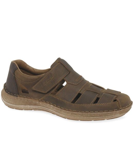 Rieker Brown Flight Riptape Sandals for men