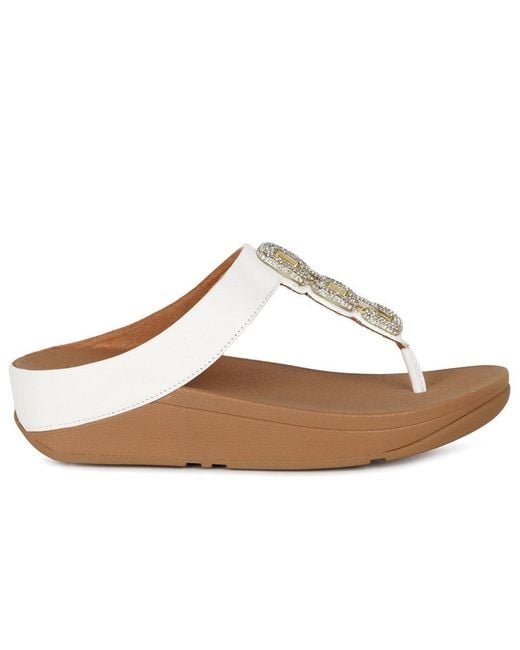 Fitflop Brown Fino Crystal Chain Toe Post Sandals