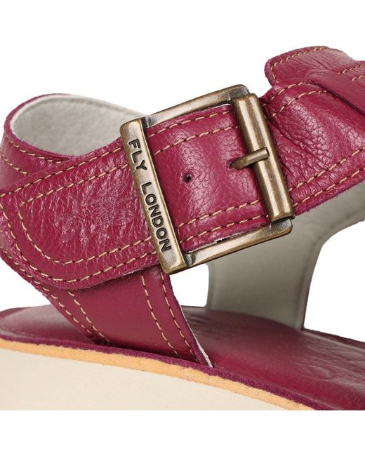 Fly London Purple Yudd Wedge Heel Sandals