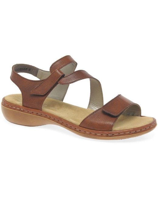Rieker Brown Sphere Riptape Sandals