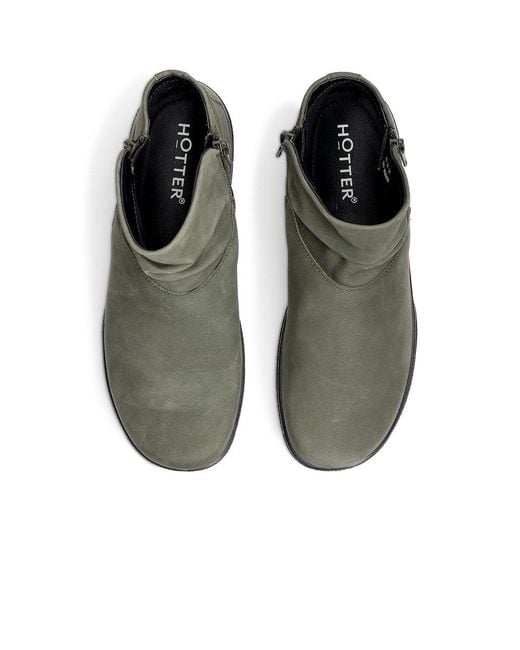 Hotter Green Murmur Wide Fit Ankle Boots