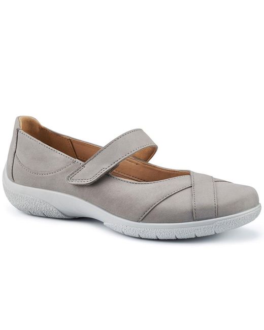 Hotter Gray Hope Wide Fit Mary Jane Shoes