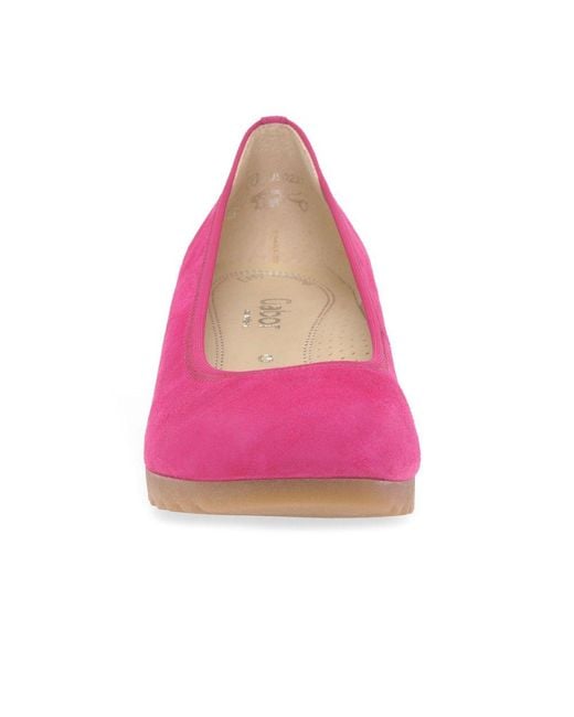 Gabor Pink Epworth Low Wedge Heel Shoes