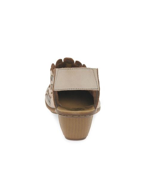 Rieker White Sina Leather Woven Heeled Shoes