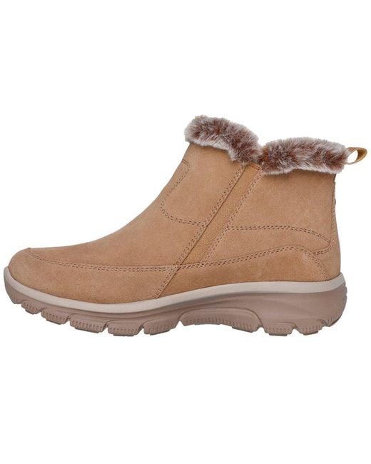 Skechers Brown Easy Going Cool Zip Ankle Boots