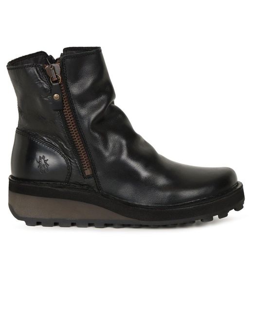 Fly London Black Hole Wedge Heel Boots