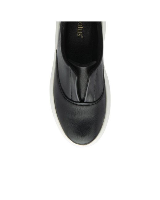 Lotus Black Chunky Sole Slip-On Sneakers