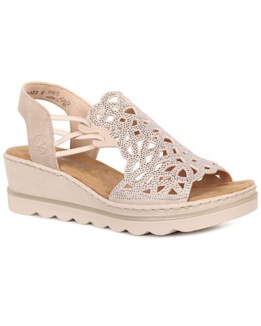 Rieker Pink Honduras Wedge Heel Sandals Colour: 62