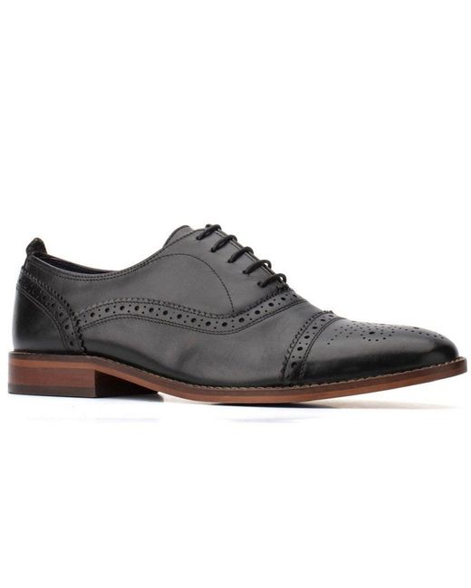 Base London Black Cast Waxy Brogues for men