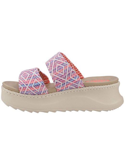 HeyDude Pink Delray Slide Surf Baja Platform Sandals