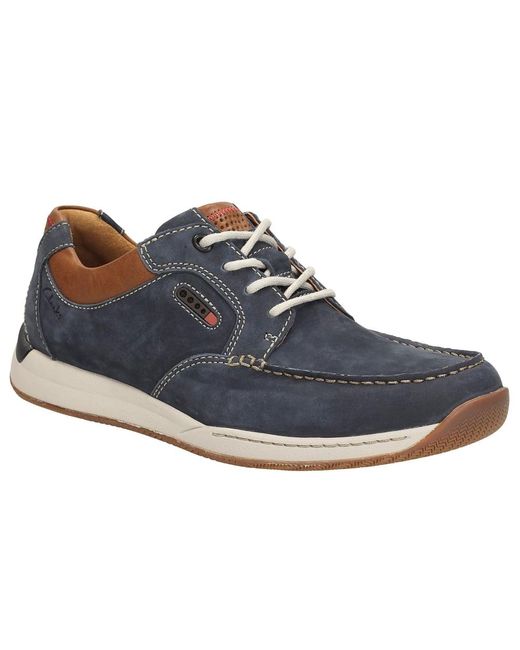 Clarks Blue Javery Time Mens Wide Casual Shoes for men