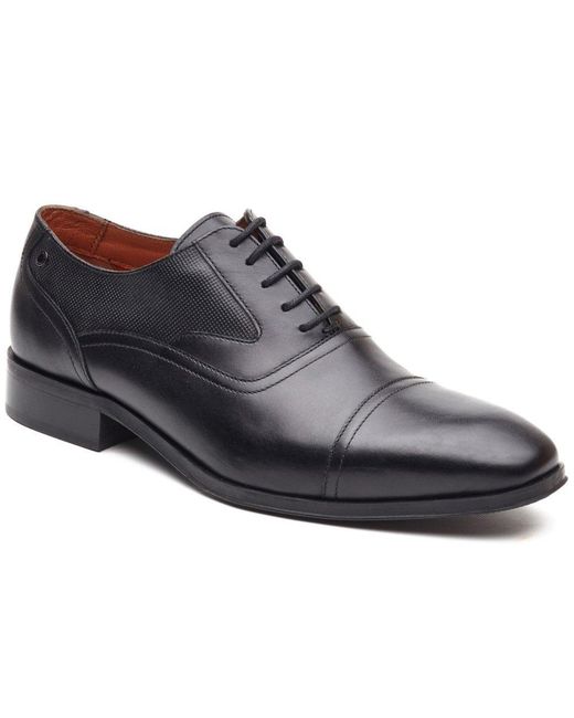 Base London Black Portico Toe Cap Oxford Shoes for men