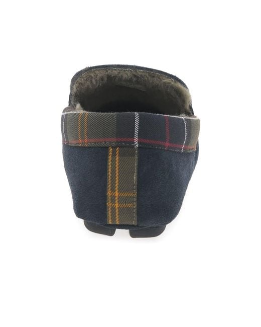 Barbour Blue Monty Full Moccasin Slippers for men