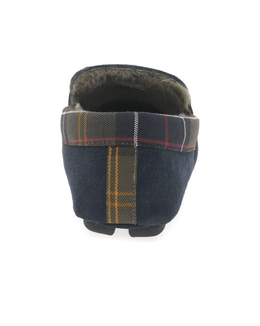 Barbour Blue Monty Full Moccasin Slippers for men