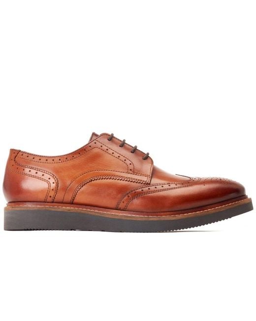 Base London Brown Joe Brogue Shoes for men