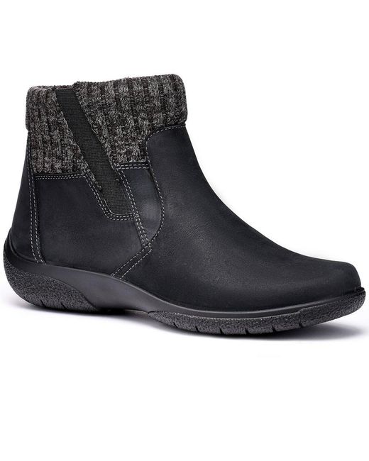 Hotter Black Malham Wide Fit Ankle Boots