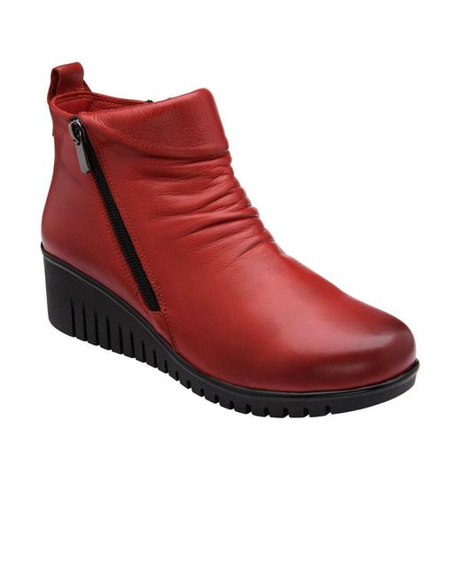 Lotus Red Cordelia Wedge Ankle Boots