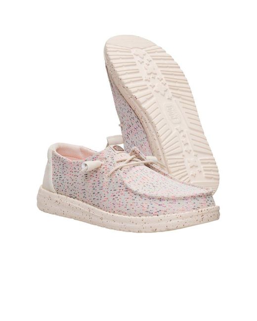 HeyDude Pink Wendy Stretch Speckle Shoes