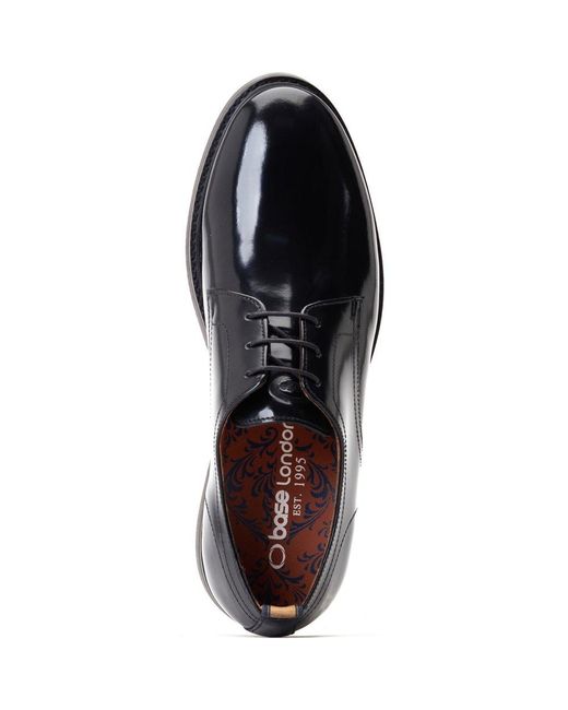 Base London Black Roly Plain Toe Derby Shoes for men