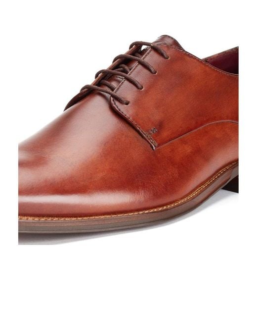 Base London Red Marley Plain Toe Derby Shoes for men