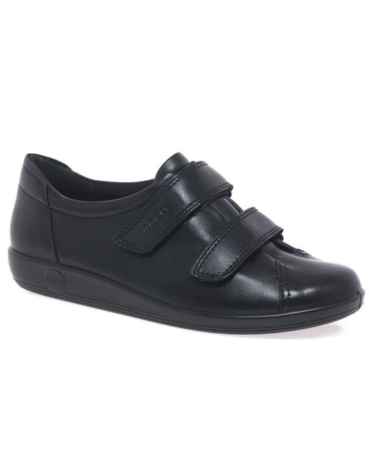 Ecco Black Soft 2 Strap Casual Trainers