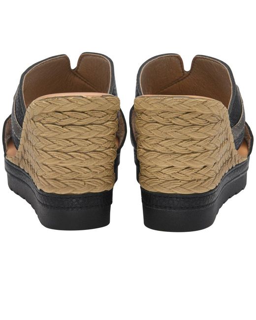 Lotus Black Barracuda Wedge Sandals