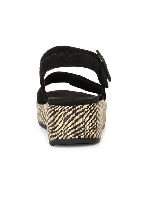 Remonte Black Tapestry Wedge Sandals