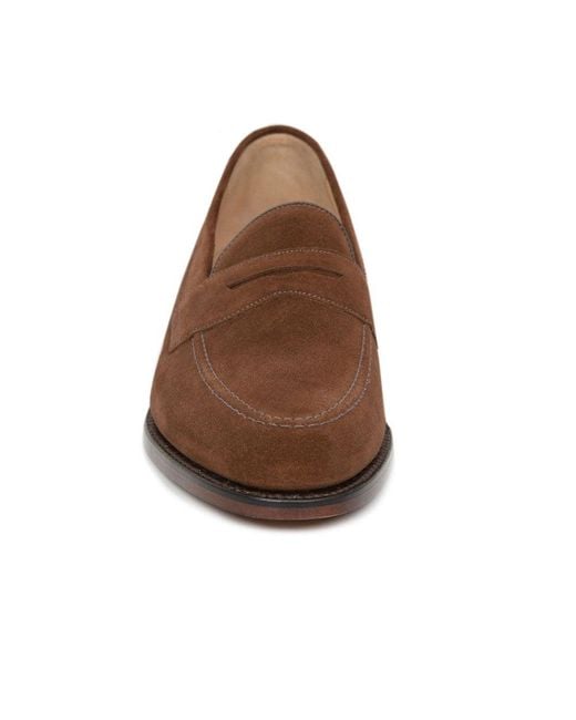 Loake Brown Imperial Suede Penny Loafers for men