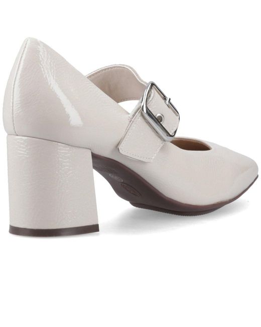 Hush Puppies White Celcilia Buckle Court Shoes