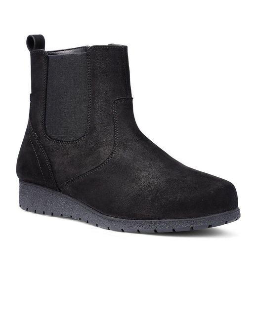 Hotter Black Exeter Low Wedge Boots