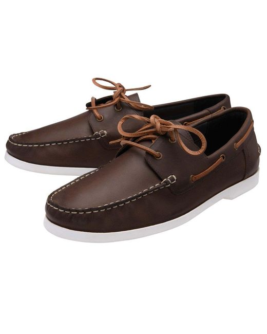 Frank Wright Brown Reaney Boat Shoes for men