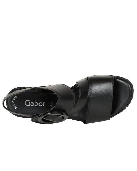 Gabor Black Drama Wedge Heel Sandals