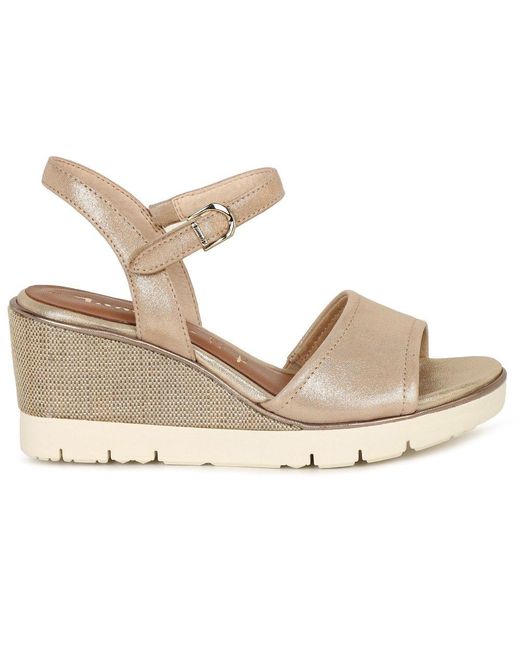 Tamaris Metallic Tulip Wedge Heel Espadrille Sandals