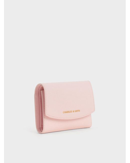 Charles & Keith Pink Curved Front Flap Wallet
