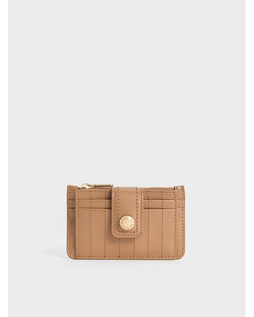 Charles Keith Donna Crinkle-Effect Panelled Card Holder in White