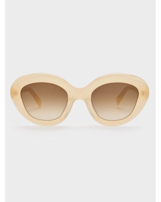 Charles & Keith Natural Recycled Acetate Cateye Sunglasses