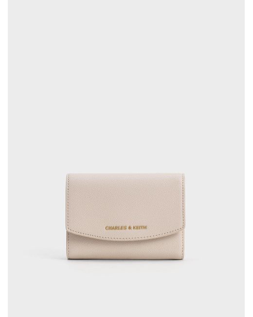 Charles & Keith Natural Curved Front Flap Wallet